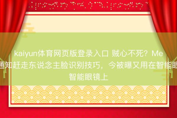 kaiyun体育网页版登录入口 贼心不死？Meta曾通知赶走东说念主脸识别技巧，今被曝又用在智能眼镜上