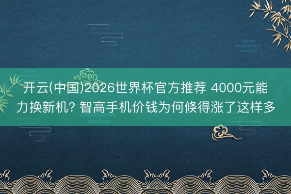 开云(中国)2026世界杯官方推荐 4000元能力换新机? 智高手机价钱为何倏得涨了这样多